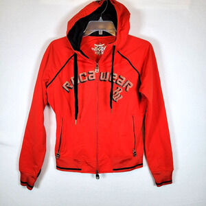 Rocawear Womens Beaded Logo Full Zip Hoodie Size Large Red Vintage Y2K Hip Hop